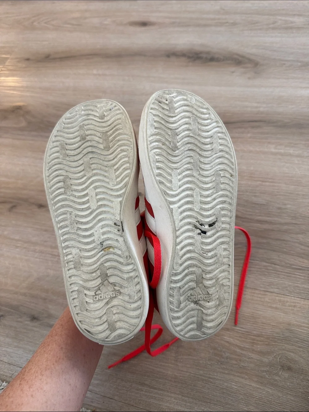 adidas Red Suede Low-Top Sneakers with White Stripes